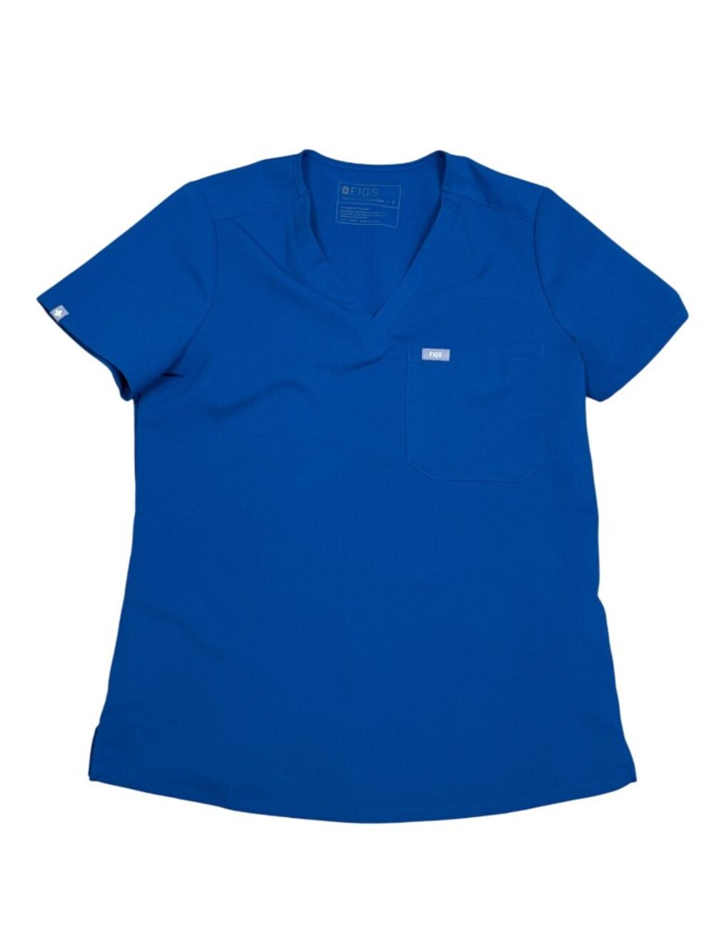 Figs Womens Catarina One-Pocket Scrub Top Royal Blue Size S